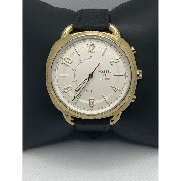 Fossil Q FTW1201 Women's Black Leather Analog Dial Wrist Hybrid Smart Watch HK38 - Picture 1 of 9